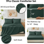 CozyLux Full Size Comforter Sets Forest Green - 7 Pieces Bed in a Bag Full, Luxury Soft Bed Set for All Seasons, Bedding Set with Down Alternative Comforter, Sheets, Pillowcases & Shams