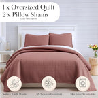 Southshore Fine Living, Inc. Oversized King Quilt Bedding Set with 2 Pillow Shams, Marsala Coverlet, King Size/California Bedspread, Soft Microfiber Bedding, Easy Care, Machine Washable, Marsala