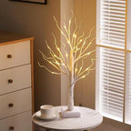 Money Tree Gift Card Holder 24 LED Birch Tree Lamp Battery/USB Powered Light Up White Trees Gift Card Holder with 22 Clear Clips for Photo Birthday Fall Thanksgiving Halloween Christmas