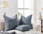 1pc 26x26 Pillow Cover Decorative Euro Sham Cotton Boho Throw Pillow Covers Large Square Pillowcase for Couch Bed, Blue Grey