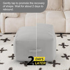 MeMoreCool Square Stuffed Pouf Ottoman Foot Rest, Floor Pouf Foot Stool with Foam Chunk Filling, Soft Stuffed Ottoman Footrest for Living Room, Light Grey