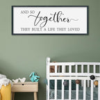 SRSZHIYUE And So Together They Built A Life They Loved Above Bed Sign Wall Decor Art 40"×15" for Master Bedroom Over Bed Large Wood Framed Wall Hanging (Black)