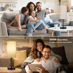 Dicoool 17Inch Tall Bedroom Lamps with USB C and A Ports 3 Color Temperatures - Pull Chain Beige Nightstand Bedside Table Lamp with AC Outlet, Side Lamp for Living Room End Table