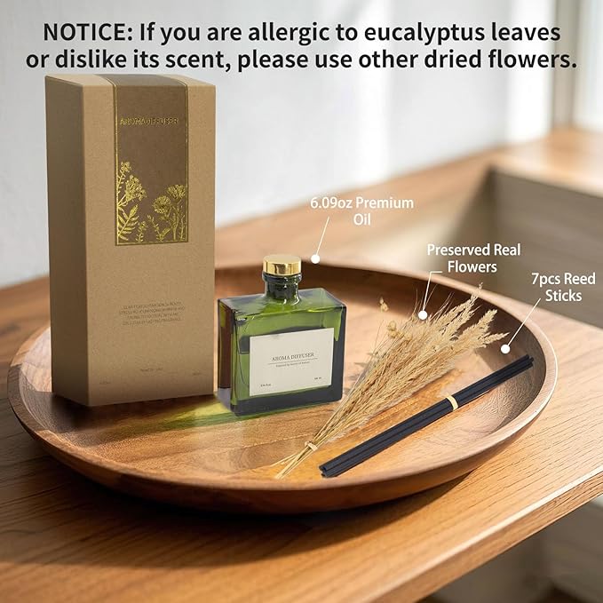 Reed Diffuser, 6.09 oz OrangeGrove Scent Diffuser with Sticks & Dried Flowers, 120 Days Long Lasting Reed diffusers for Home, Elegant Fragrance for Bathroom Bedroom Office Decor, Air Fresh