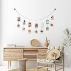 4 Feet Wooden Beads Garland with Clothespins Picture Cards Holder - Country Farmhouse Christmas Nursery Boho Holiday Decorations with Clips