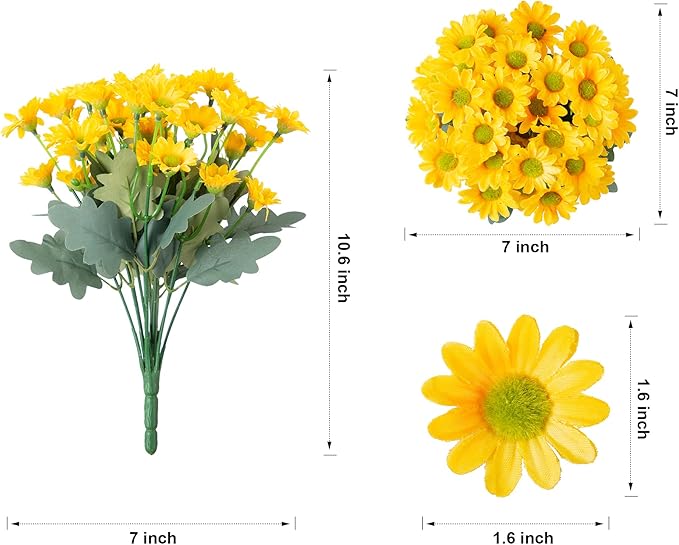 Daisy Artificial Flowers for Outdoors Summer Fall Decoration, 6 Bundles Fake Mums Silk Flowers for Outside Look Real UV Resistant Fake Plants Faux Flowers for Planter Front Door Home Indoor Porch, Mix