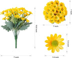 Daisy Artificial Flowers for Outdoors Fall Autumn Decoration, 6 Bundles Fake Mums Yellow Silk Flowers for Outside Look Real UV Resistant Faux Flowers Plants for Planter Front Door Home Indoor Porch