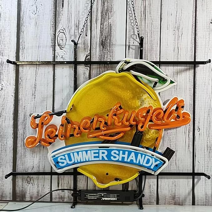 Neon Signs Beer Bar Barinin Leinenkugel's Wisconsin Brew Glass Neon Signs for Pub Cafe Party Man Cave Neon Light Art Wall Lights 24 X 20 Inches