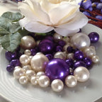 200PCS Purple Faux Pearls Beads for Centerpiece Vases, Vase Filler Faux Pearls, No Holes Filler Beads for Party Anniversary Birthday Wedding Table Decor, 10/14/20/30mm