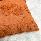 Booque Valley Fall Decorative Pillow Covers Set of 2 Soft Fluffy Faux Fur Wool Pumpkin Throw Pillowcases for Autumn Halloween Farmhouse Home Decor, 18 x 18 inch, Rust