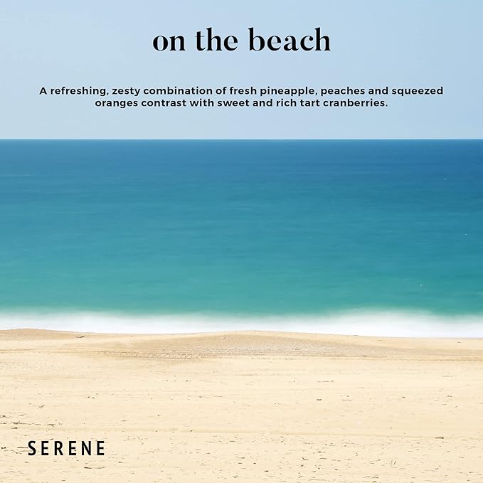 Hidden Label Large Scented Candle, On The Beach, 30oz 3 Wick Huge Candle, Serene Collection Slow Burn Natural Soy Candles for Home Scented