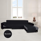 Easy-Going L Shape Sofa Slipcover - Reversible Sectional Couch Cover - Furniture Protector for Pets & Kids (Small, Black/Black)