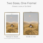 Homeforia 24x36 Picture Frame Bronze, High End Metal 24 x 36 Large Poster Frames with Mat 20 by 30 Photo, 24x36 Brass Frame Matted to 20x30 Print, 36x24 Thin Frames, Tempered Glass, Wall Kit, Set of 1