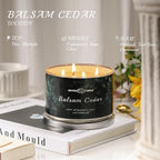 Balsam Cedar Scented Candles, 18oz Soy Candles Non Toxic 4-Wick Large Candle Jars, Over 50 Hours of Burning Time, Ideal for Gifting, Events, Home Decor