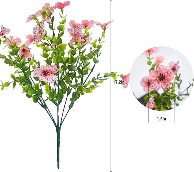 Pink Artificial Outdoor Flowers 12 Bundles Vibrant Wild Flowers Silk Daisy Faux Floral Plants Arrangements for Porch, Yard, or Flower Bed Decor (Pink Daisy)