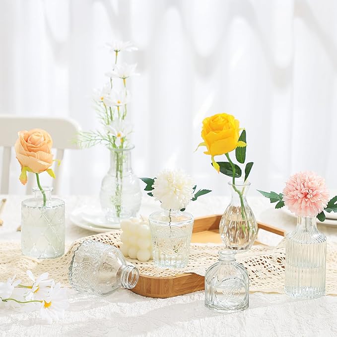 Bud Vases in Bulk 24, Small Vase for Flowers, Glass Vase for Centerpieces, Small Flower Vases for Centerpieces, Mini Vases, Vintage Vase, Clear Bud Vases for Wedding Table Decor