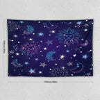 HZOHNAGO Boho Sun Moon Tapestry Purple Blue Sun Stars Galaxy Pattern Printed Wall Tapestry Wall Hanging for Bedroom Living Room Dorm 60" W x 40" H
