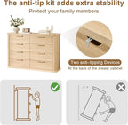 Okvnbjk Fluted 8 Drawer Dresser, 52" Wide Modern Wood Dresser for Bedroom, Chest of Drawers with Curved Profile Design, TV Stand & Storage Organizer for Living Room, Hallway