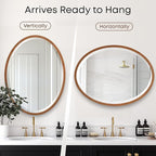 OVALCREST - Oval Wooden Beveled Wall Mirror for Home Decor, Bathroom, Vanity, Bedroom, Living Room, Hallway - London Style (Sunset Gold) 25.1 x 37.1