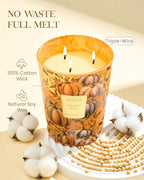 M&SENSE Pumpkin Spice Scented Candle, 3 Wick 35oz 150H Long Lasting Soy Candles, Fall Scent Unique Halloween Gifts Home Decor