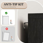 GarveeHome 35.4 in Sideboard Buffet Cabinets with Glass Door, Buffet Cabinet with Storage, Black Sideboard Cabinet with Drawer, Modern Buffets & Sideboards for Dining Room, Kitchen