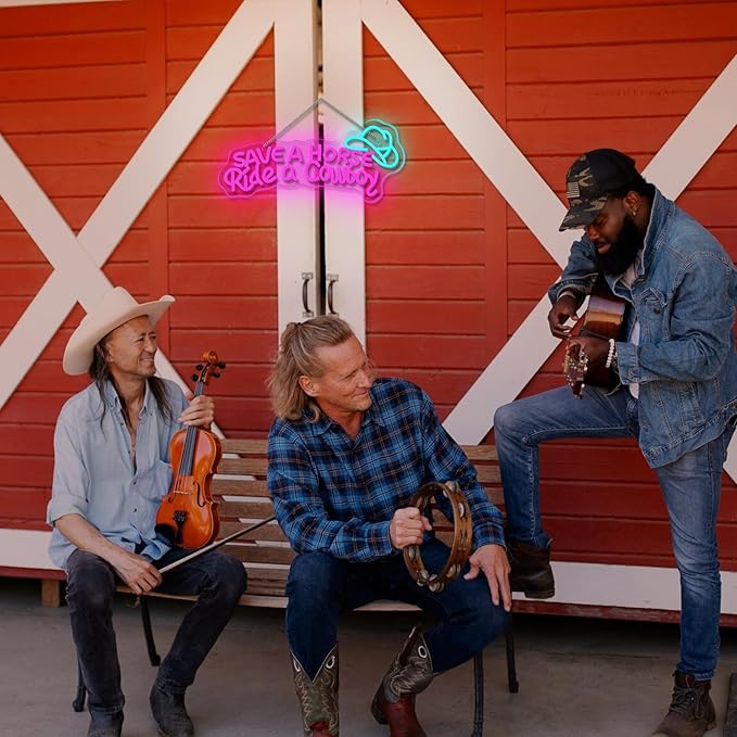 WLHOPE Save A Horse Ride A Cowboy Neon Sign Adjustable Brightness Led Sign,Neon Signs for Wall Decor,Connectivity Via USB Licked Neon Light for Bedroom Home Bar Club Hotel Party Decor