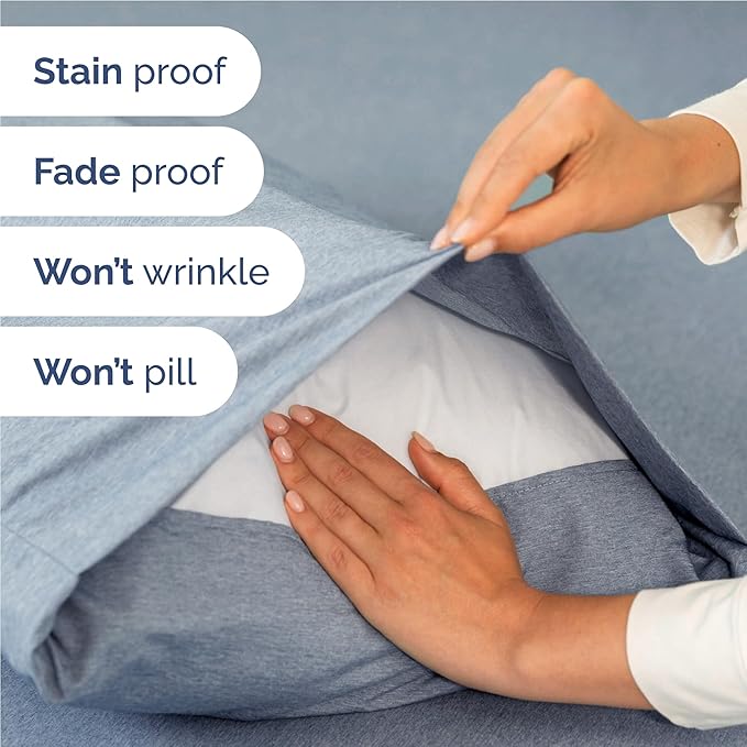 Full Sheets Set 6 Piece - Includes 4 Pillowcases - Bed Sheets Full Size - Soft Hotel Luxury Bedding - Cooling, Comfy & Breathable - 1 Flat & 1 Fitted & 4 Pillowcases w/ Deep Pockets - Heathered Blue