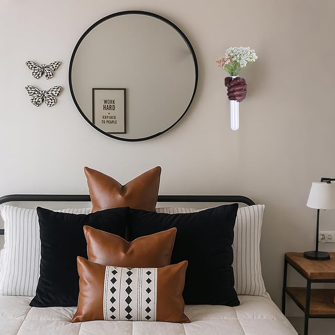 Wall Sculptures, Hand Vases Home Decor, Wall Mount Art Sculpture, Unique Wall Art Statue, Funky Flower Vase Decorations, Modern Eclectic Hanging Decor,Glass Test Tube Vase