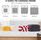 L'AGRATY Chunky Knit Blanket Throw - Soft Throw Blanket 50x60: 100% Hand Kintted Chenile Crochet Throw Blanket for Couch - Large Cable Knit Blanket for Home Decor (Red and White)