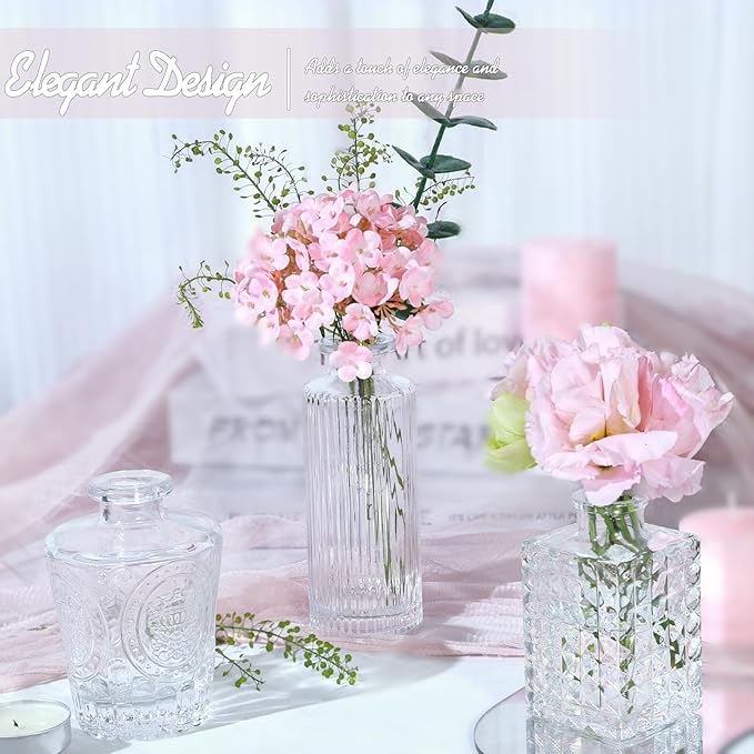 Glass Bud Vase Set of 24, Small Clear Flower Vases for Centerpieces in Bulk, Mini Vintage Vase for Wedding Decor, and Home Table Décor