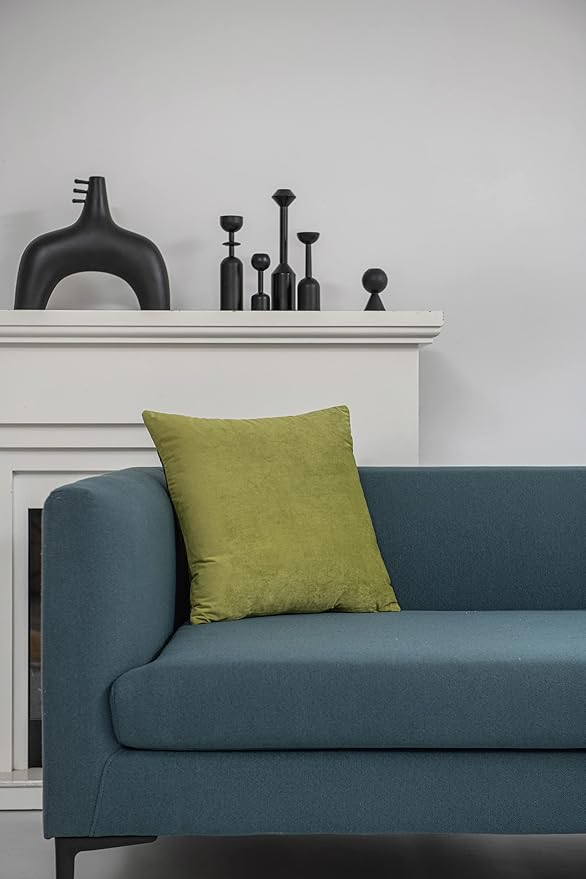 26x26 Euro Pillow Covers : 2 Pack Cozy Soft Velvet Oversized Couch Pillow Shams, Square Throw Pillow Cases for Living Room Sofa, Chartreuse