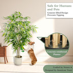Artificial Bamboo Tree, 5 ft Fake Tree, Faux Silk Plant with Pot, Fake Plants for Home Office Indoor Outdoor Decor, 5 Natural Bamboo Trunks