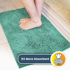 Muddy Mat® 4-Piece Seafoam Green Medium 30"X19" AS-SEEN-ON-TV Highly Absorbent Microfiber Door Mat, Bath Mat and Pet Rug, Non Slip Thick Washable, Soft Chenille for Kitchen Bedroom Indoor and Outdoor