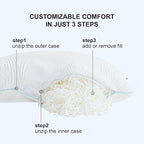 Shredded Memory Foam Pillows Bed Pillows King Size Pillows Set of 2, Summer Cooling Pillows for Hot Sleepers with Washable Pillowcase, and Winter Soft Dual Sided Pillow for Back Sleepers