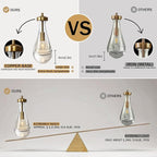 Raindrop Pendant Light Fixtures Set of 3, Brass Glass Pendant Lighting, Teardrops Pendant Lights Kitchen Island, Indoor Pendant Light for Kitchen Island Bedroom Bathroom, Included Bulb