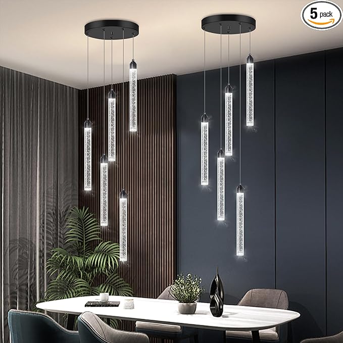 Crystal Pendant Light Mini Chandelier Bubble Pendant Lighting for Kitchen Island Black LED Ceiling Hanging Light Bathroom Dining Room Corridor Dimmable Flush Mount Ceiling Light Dimmable 2700K 6000K