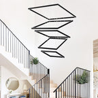 Modern Square Chandelier, LED Ceiling Light Fixture, Contemporary Chandelier Pendant Light for Living Room Entryway Foyer Staircase Bedroom