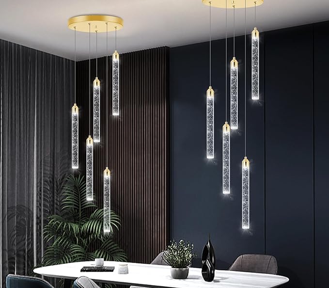 Mini Chandelier Modern Pendant Lights LED Bubble Crystal Kitchen Island Light Fixtures Gold Mini Pendant Lighting for Kitchen Island Dining Room Bedroom Bar Dimmable Ceiling Hanging Lights 2700K 6000K