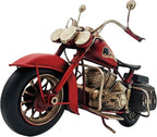 Vintage Motorcycle Model Decoration Iron Motorcycle Miniature Sculpture for Table Book Shelf Decor Gift（Red）