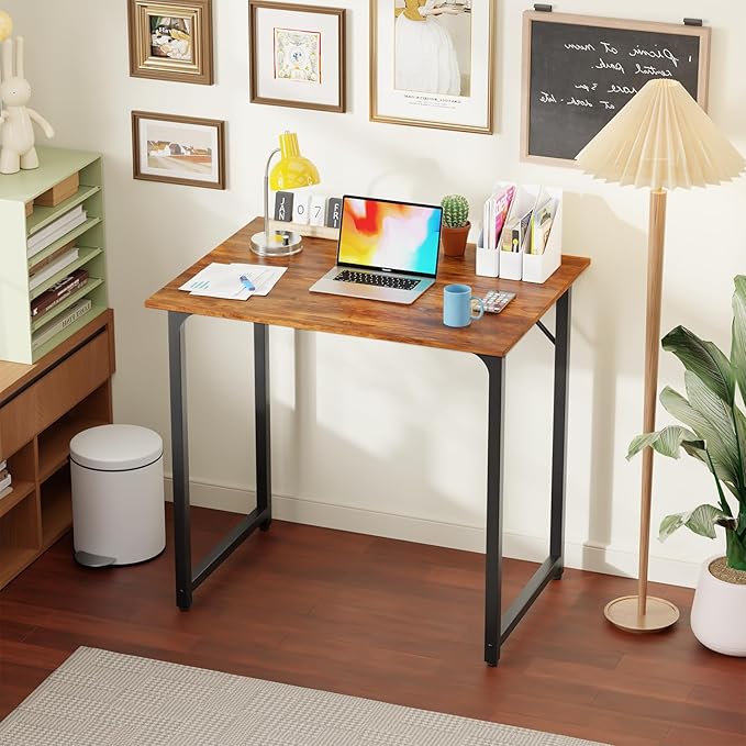 PayLessHere | 32 Inch Computer Desk | Vintage | Office Desk with Metal Frame, Adjustable Feet | Water-Resistant, Scratchproof Surface | Sturdy Writing Table for Home Office or Study | Pack of 1