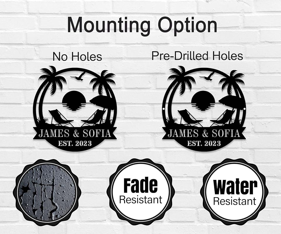 Personalized Beach Metal Monogram Sign, Custom Palm Trees Metal Name Sign, Outdoor Metal Family Name Sign, Custom Last Name Sign, Beach Coastal House Decor