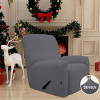 Easy-Going Recliner Stretch Sofa Slipcover Sofa Cover 4-Pieces Furniture Protector Couch Soft with Elastic Bottom Kids Spandex Jacquard Fabric Small Checks(Large,Gray)