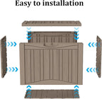 50 Gallon Lockable Resin Deck Box, Waterproof & UV-Resistant Outdoor Storage Box for Outdoor Cushion Storage, Garden Tools & Pool Accessories Storage, Gray