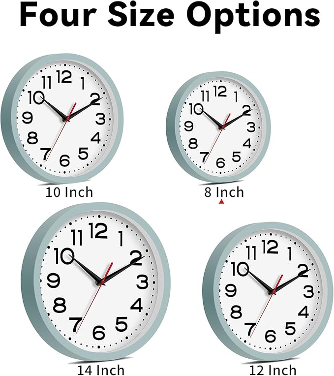 Wall Clock Silent Non-Ticking Modern Clock Battery Operated 8 Inch Small Classic Analog Decorative for Kitchen, Bathroom, Office, Bedroom, Home(Blue Gray)