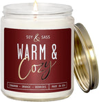 Christmas Candles, Fall Candles, Warm and Cozy' Soy Candle I Berries, Apple & Cinnamon I Infused w/Essential Oils I Warm n Cozy Home Decor I Winter and Holiday Candle I 50Hr Burn I USA Made