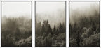 SIGNWIN Framed Canvas Print Wall Art Woodland Nursery Decor Set Fog & Mist Over Blue Pine Tree Forest Nature Modern Art Rustic Landscape Colorful for Living Room, Bedroom, Office - 24"x36"x3 White