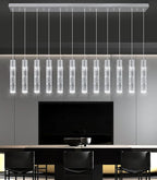 12-Lights Modern Crystal Chandeliers LED Pendant Light for Kitchen Island Dining Room Entrance Foyer Living Room Silver