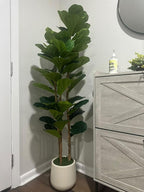 GarveeHome 5 ft Faux Fiddle Leaf Fig Tree with White Pot, Faux Trees with Artificial Plants 56 Fiddle Leaves Greenery - Lifelike Fake Tree for Home Office Store Room Decor Indoor Outdoor