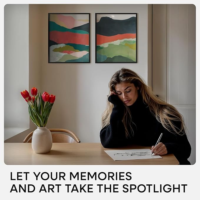 Homeforia 14x17 Picture Frame Black, High End Metal 14 x 17 Poster Frames with Mat 11 x 14 for Photo, 14x17 Black Frame Matted to 11x14 inch Print, 17x14 Thin Frame, Tempered Glass, Wall Kit, Set of 1