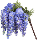 4PCS Blue Artificial Wisteria Hanging Flowers 40'' Tall Lush Fake Wisteria Flowers for Floor Vases Silk Flowers for Wedding Arch Ceremony Window Box Home Garden Backdrop Decoration (Blue)